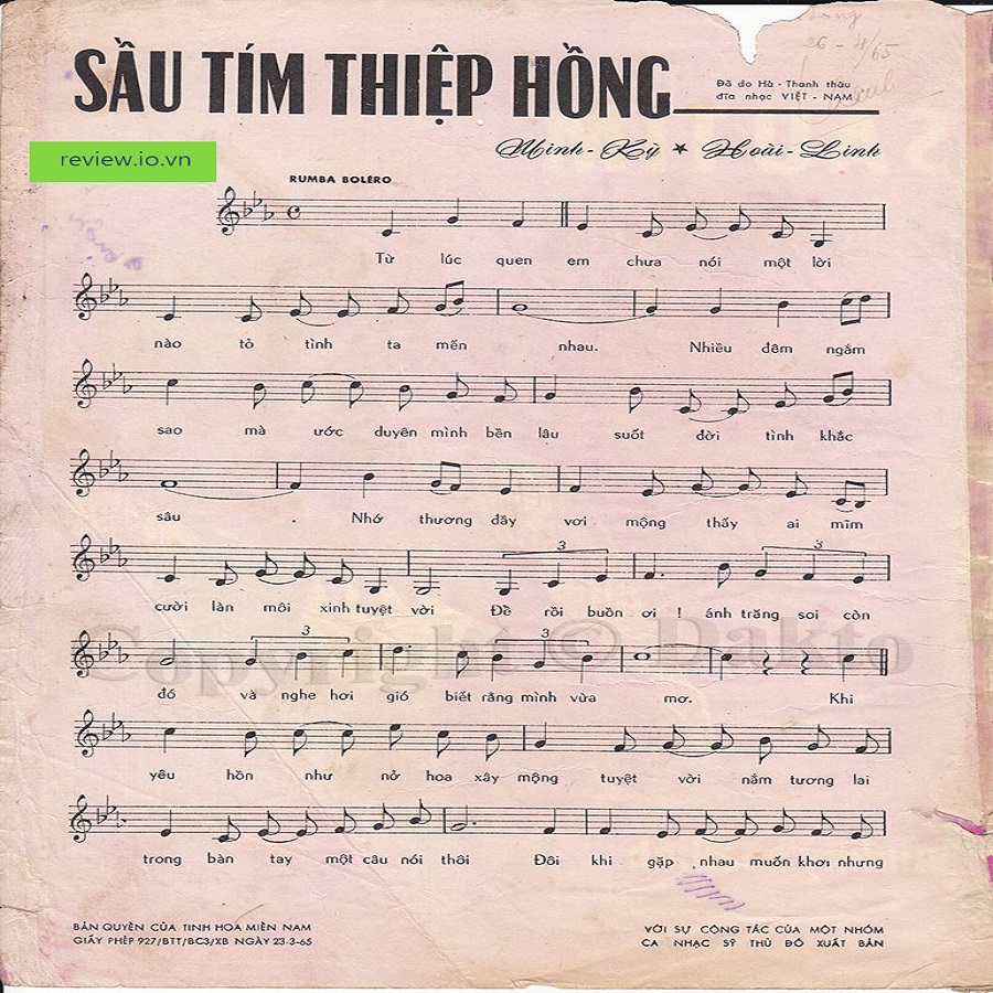 Lời Bài Hát Sầu Tím Thiệp Hồng